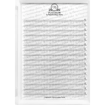 Péče o řasy a obočí Hotové trsy řas pro prodlužování 3D PLATINUM 320 ks, zakřivení C, tloušťka 0,07 mm, délka 8 mm