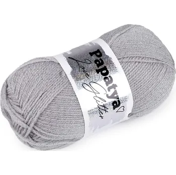 Příze Pletací příze Papatya Love Glitter 100 g - 4 (2560) šedá světlá stříbrná