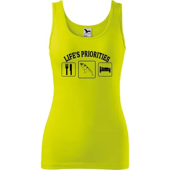 Dámské oblečení Dámské tílko s potiskem Životní priority rybáře Velikost: 2XL, Barva: Limetková