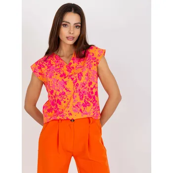 Dámská halenka Oranžovo-růžová vzorovaná halenka WN-BZ-3005-3.36-orange Velikost: M
