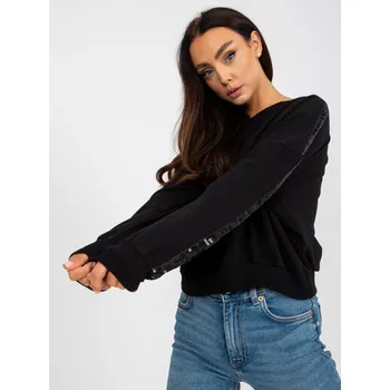 Dámská mikina Černá dámská crop mikina s flitry RV-BL-8067.88-black Velikost: L/XL