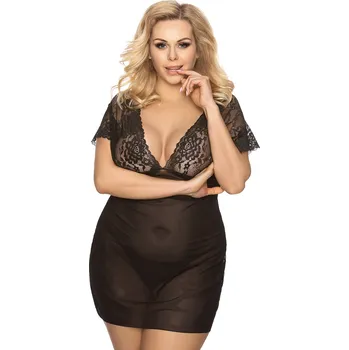 Dámská erotická souprava Set Anais Marina košilka + tanga Barva: Černá, Velikost: 5xl/6xl