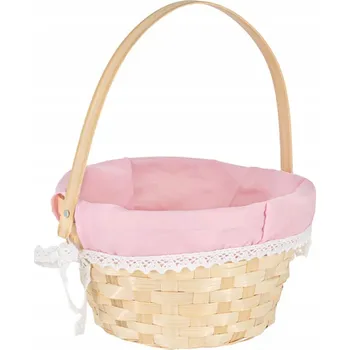 Velikonoční dekorace Košíček Velikonoční košík RŮŽOVÝ oválný bambusový Velikonoce 20x26cm