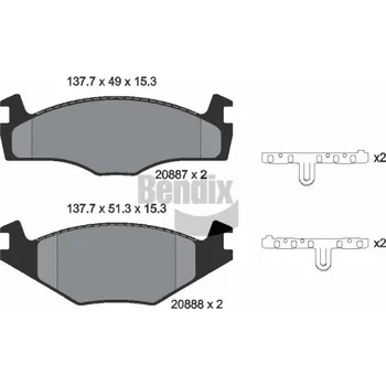 Brzdová destička Sada brzdových destiček, kotoučová brzda BENDIX Braking BPD1329