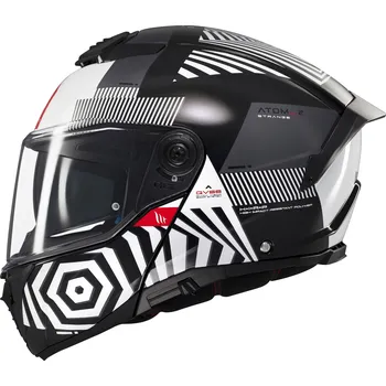 Helma na motorku MT Helmets Výklopná helma na motorku MT Atom 2 SV Strange černo-bílo-šedá XL
