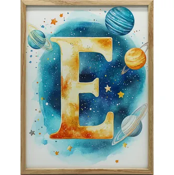 Obraz OBRAZ NA PLÁTNĚ NA ZEĎ VESMÍRNÉ PÍSMENO E DĚTSKÝ POKOJ 70x100