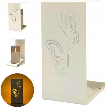 Svíčka Bílá ODOLNÁ NEREZOVÁ hřbitovní svíčka s motýlky pro holčičku DÍTĚ výška 20 cm