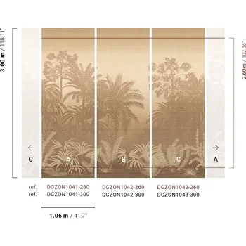 Tapeta Masureel Vliesová obrazová tapeta na zeď, hnědo-béžová, palmy, DGZON1043-300, Amazone, Masureel, velikost 1,06 x 3 m