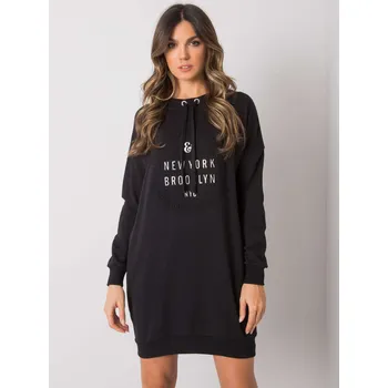 Dámské šaty Černé dámské mikinové šaty s nápisem RV-SK-7318.88-black Velikost: S/M