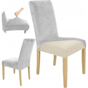 Potah na židli POTAH NA ŽIDLI SVĚTLE ŠEDÝ HLADKÝ VELUR Elastický Silný Potahy