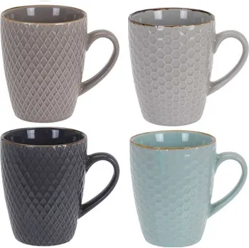 EH Excellent Houseware Sada keramických šálků v pastelových barvách, 4 šálky s kapacitou 300 ml, dárková kolekce