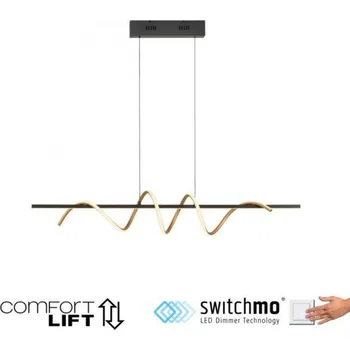 JUST LIGHT LED závěsné svítidlo černé mosaz nastavitelná výška Comfort Lift krokově stmívatelné 3000K LD 19113-68