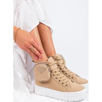 Dámské tenisky HNĚDÉ KOTNÍKOVÉ TENISKY NA PLATFORMĚ S KAPSIČKOU HR-30KH Velikost: 41