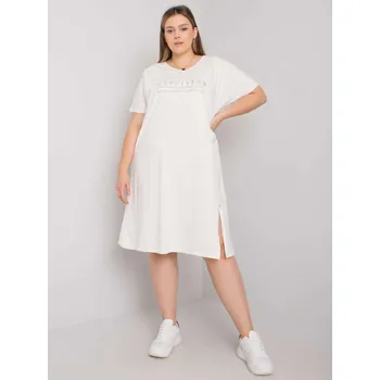 Dámské šaty Smetanové dámské midi šaty s nápisem RV-SK-6661.40-ecru Velikost: ONE SIZE