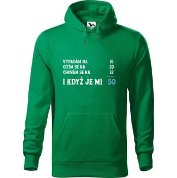 Pánská mikina Pánská mikina s potiskem Je mi 50 Velikost (muž): M, Vyberte barvu: Středně zelená