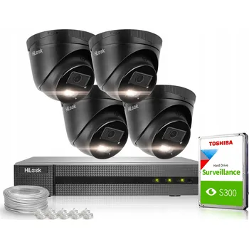 Bezpečnostní kamera Sada pro monitorování HiLook NVR-4CH-4MP/4P + IPCAM-T4-30DL-BL (4x)+1TB