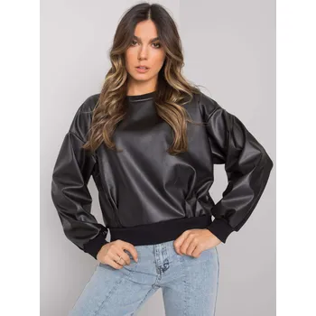 Dámská mikina Černá mikina Ancora s přední částí z eko kůže RV-BL-7352.52-black Velikost: S/M