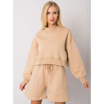 Dámská mikina Béžová dámská crop mikina RV-BL-6992.69-camel Velikost: M