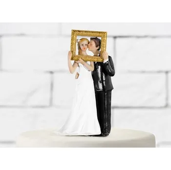 Svatební dekorace PartyDeco figurka na dort Nevěsta a ženich v obraze 14,5 cm