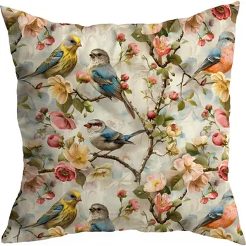 Polštář DEKORAČNÍ POVLEČENÍ NA POLŠTÁŘEK 40X40 CM JARO PTÁCI VZOR 397