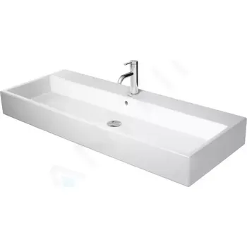 Umyvadlo Duravit Vero Air Umyvadlo 120x47 cm, s přepadem, otvor pro baterii, WonderGliss, bílá, 23501200001