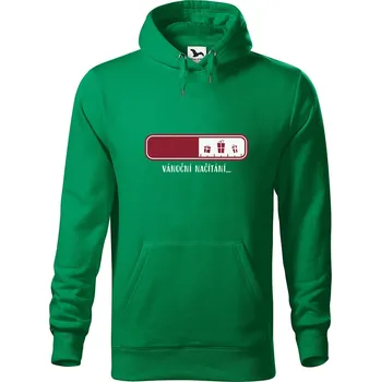 Pánská mikina Mikina s kapucí a potiskem Načítání vánoc Velikost (muž): 2XL, Vyberte barvu: Středně zelená