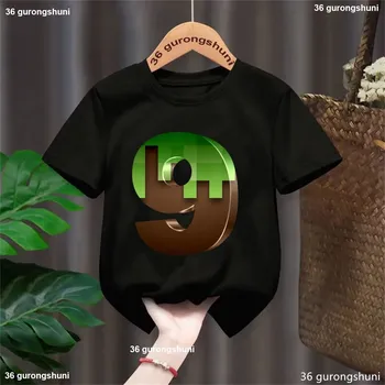 Dívčí tričko Minecraft Dětské narozeninové tričko s číslovkou v motivu "Minecraft" - černé Varianta: varianta 9, Velikost: XXL/7 let