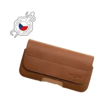 Pouzdro na mobilní telefon Horizontální kožené pouzdro FIXED Posh na opasek, vel. 4XL+ (plus), hnědé (Univerzální pouzdro či kryt na pásek, opasek z pravé hovězí kůže od českých zpracovatelů pro telefony s rozměry do 160 x 78 x 8,3 mm, velikost 4XL+, hnědé)