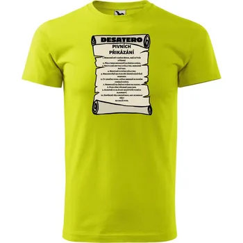Pánské oblečení Pánské tričko s potiskem Pivní přikázání Velikost: XS, Barva trička: Limetková