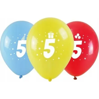Balónek S Potiskem balónky k narozeninám číslo 5 Kusů 3 kusů dekorace Arpex