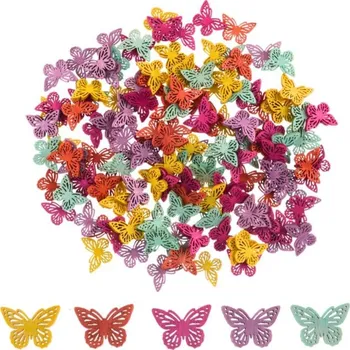 Dekorace Motýlci 140ks mix barev, dřevo 2cm