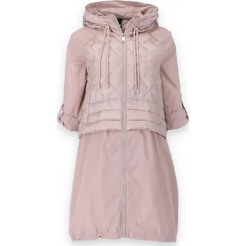 Dámský kabát Jarní parka s kapucí FLY 2704 barva: růžová-starorůžová, velikost: XXL