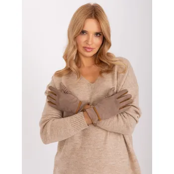 Rukavice Tmavě béžové elegantní rukavice AT-RK-238601.98-dark beige Velikost: S/M