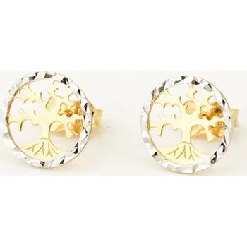 Náušnice Náušnice pecičky ze žlutého zlata strom života NA1722F + DÁREK ZDARMA