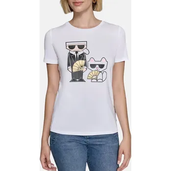 Dámské tričko Dámské bílé triko Karl Lagerfeld Paris - Velikost XS, Barva Bílá 56164 L4WHC029