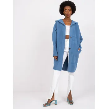 Dámský kabát Modrý dámský kabátek z alpaky -MBM-PL-1518.95P-blue Velikost: ONE SIZE