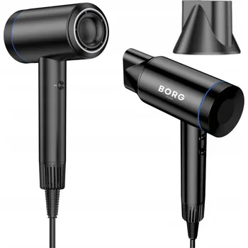 Fén Profesionální Výkonný Fén na Vlasy s Ionizací, 4 Režimy, 1800W, Černý BORG