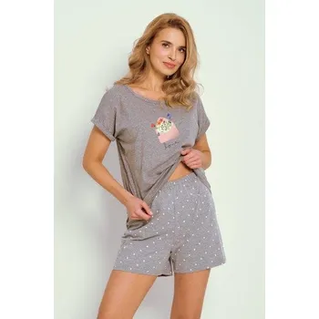 Dámské pyžamo Taro, dámské pyžamo 3324-Bianca, krátký rukáv, šedá, vel. S