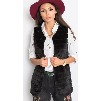 Dámská vesta Černá kožešinová vesta TW-