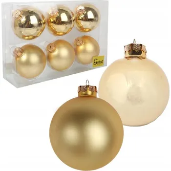 Vánoční ozdoba Sada 6 skleněných ozdob na stromeček, 10 cm, zlaté
