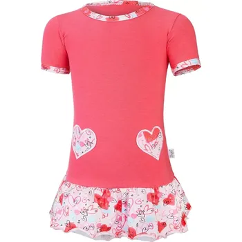Kojenecké šaty LITTLE ANGEL tunika tenká Outlast® jahodová/srdíčka vel. 110 cm