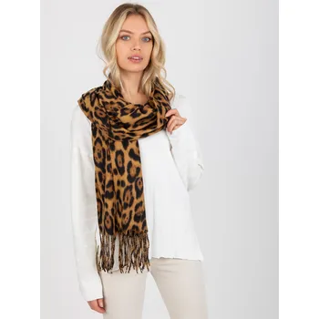 Šála Světle hnědá šála s leopardím potiskem AT-SZ-1-892.39P-camel Velikost: ONE SIZE