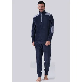 Pánské pyžamo Teplé pánské pyžamo Karelpiu s barevnými detaily, Modrá M i321_114291-467561