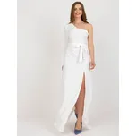 Smetanové večerní maxi šaty na jedno rameno LK-SK-509191.29X-ecru Velikost: 40