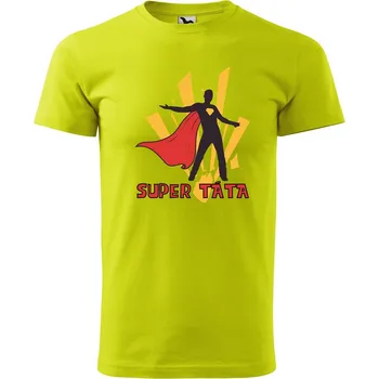 Pánské oblečení Pánské tričko s potiskem Super táta Velikost: 2XL, Barva trička: Limetková