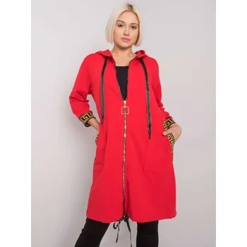 Dámská mikina Červená dámská delší mikina na zip RV-BL-6792.02P-red Velikost: S/M
