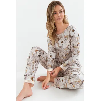 Dámské pyžamo Šedé květinové pyžamo s dlouhým rukávem od Cana, šedá XL i170_5902406142238