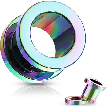 Náušnice Atreya Ocelový tunel šroubovací duhový Velikost: 8 mm