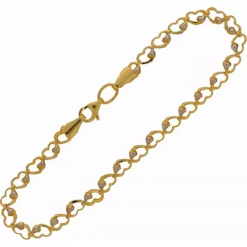 Náramek Zlato-klenoty.cz Zlatý náramek na ruku se srdíčky - 1953 žlutá 17 cm