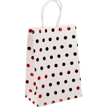 Dárková taška Papírová taška 22x27x11cm Bílá, červený puntík